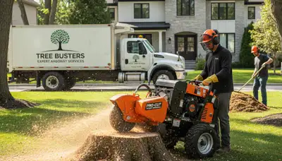 Professional stump removal service in Los Angeles, CA safely grinding tree stumps for homes and businesses