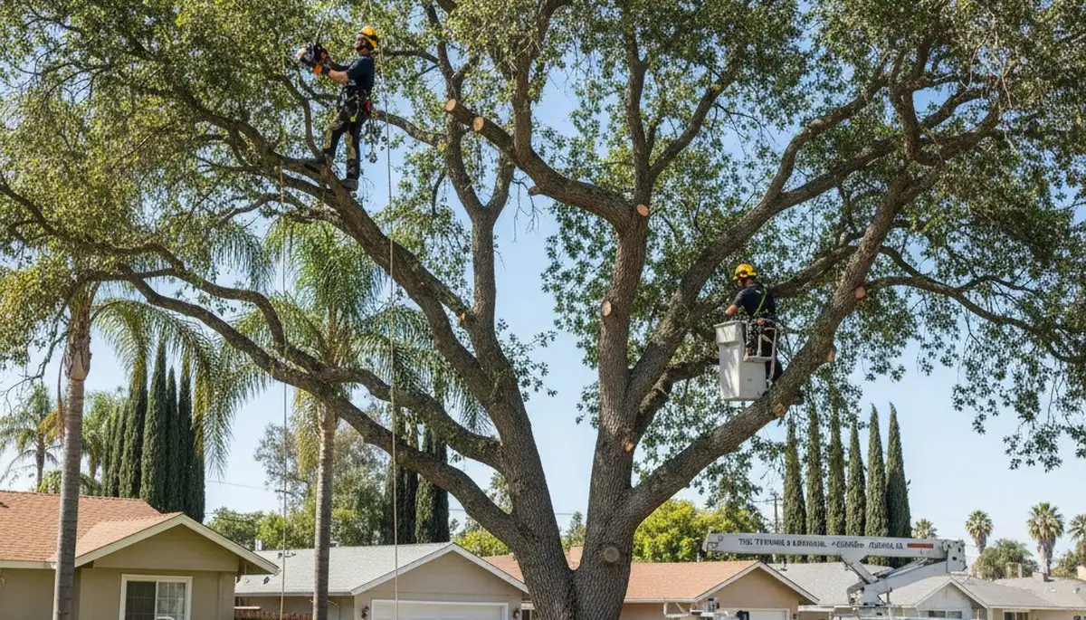 Professional tree removal service in Los Angeles CA safely cutting and clearing large trees