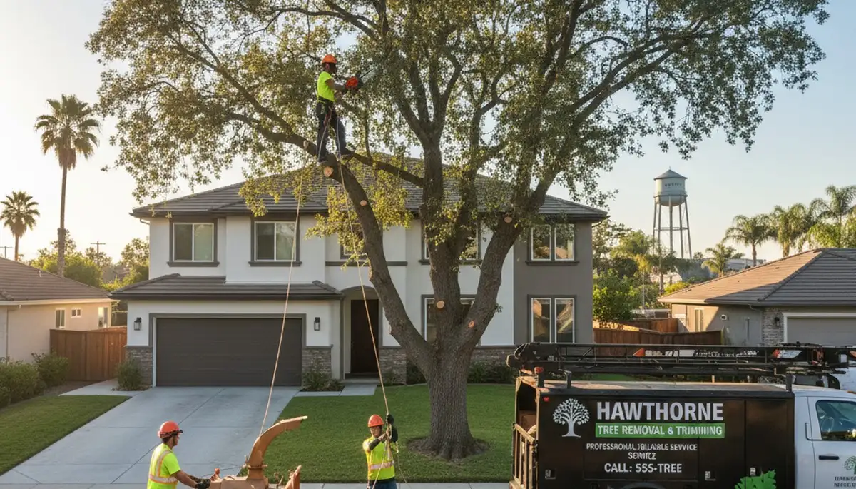 Professional tree removal service in Los Angeles CA safely cutting and clearing large trees