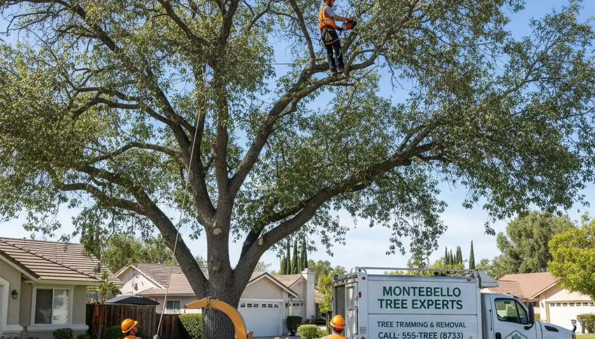 Professional tree removal service in Los Angeles CA safely clearing large oak tree