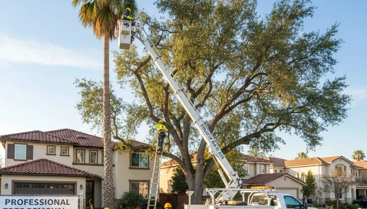 Professional tree removal service in Los Angeles CA safely cutting and clearing large trees