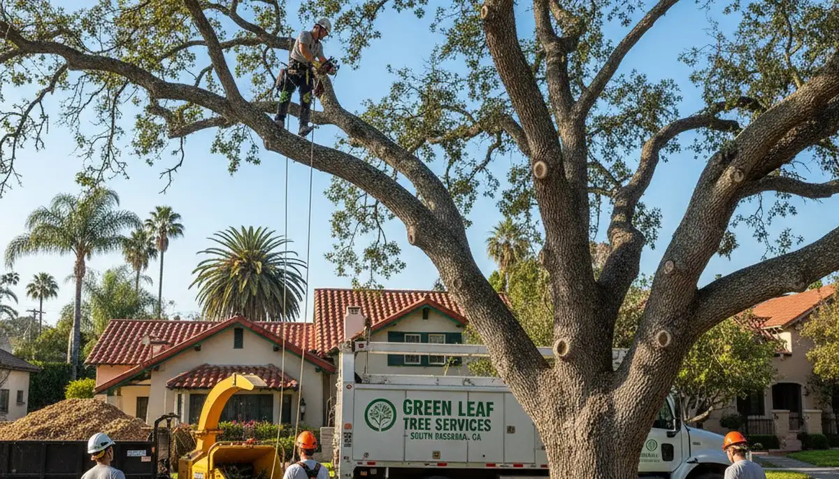 Professional tree removal service in Los Angeles CA safely clearing large oak tree